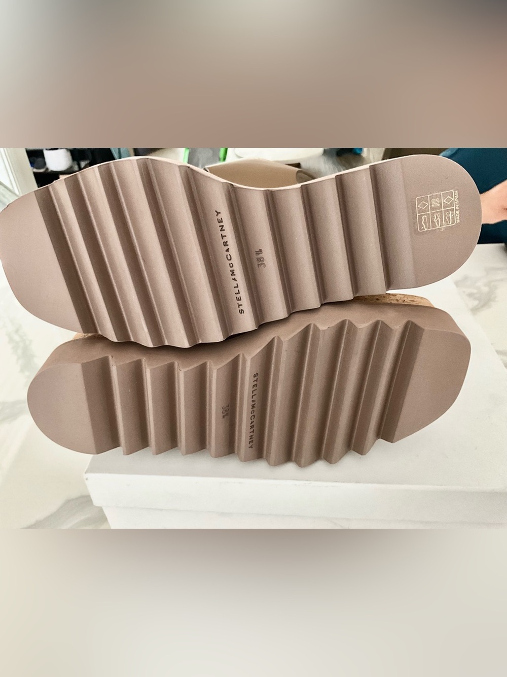 Stella McCartney Sneak Elyse Platform Sandals Hazelnut Cork Wedge - Picture 5 of 7